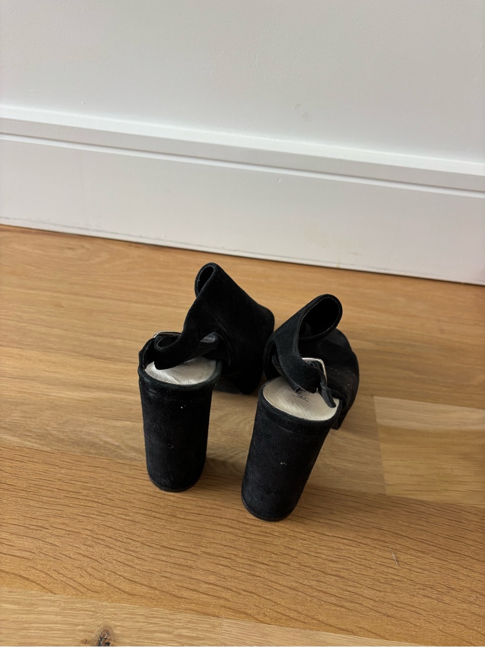 Jeffrey Campbell Black Suede Open-Toe Block Heels